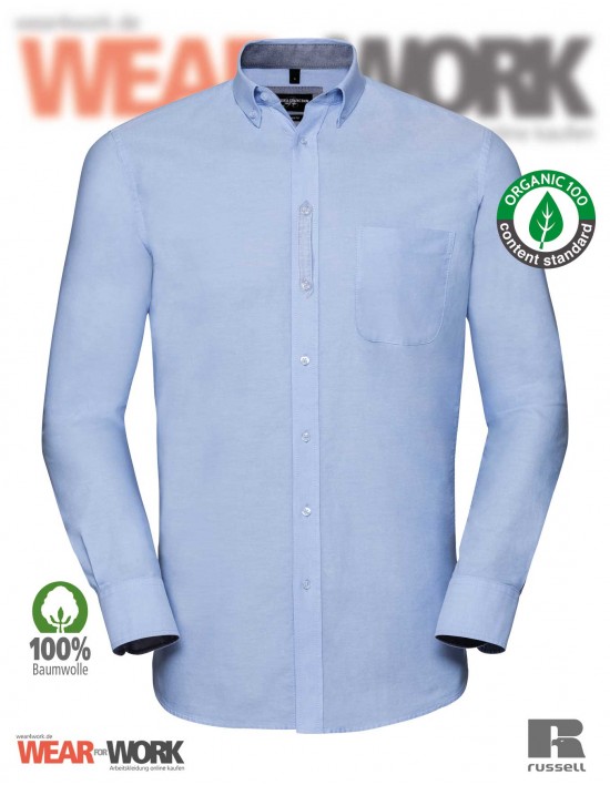 Russell Organic Oxford Hemd blau