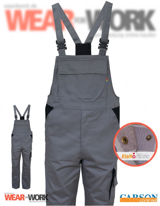 Latzhose grau/schwarz CC726 bei wear4work.de