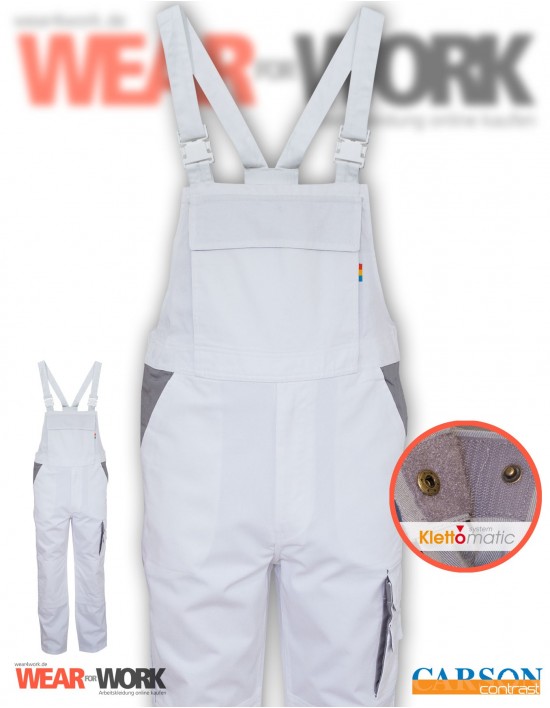 Carson Workwear Latzhosen CC726.WG Latzhose weiss/grau CC726 bei wear4work.de