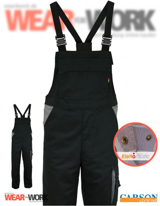 Latzhose schwarz/grau CC726 bei wear4work.de